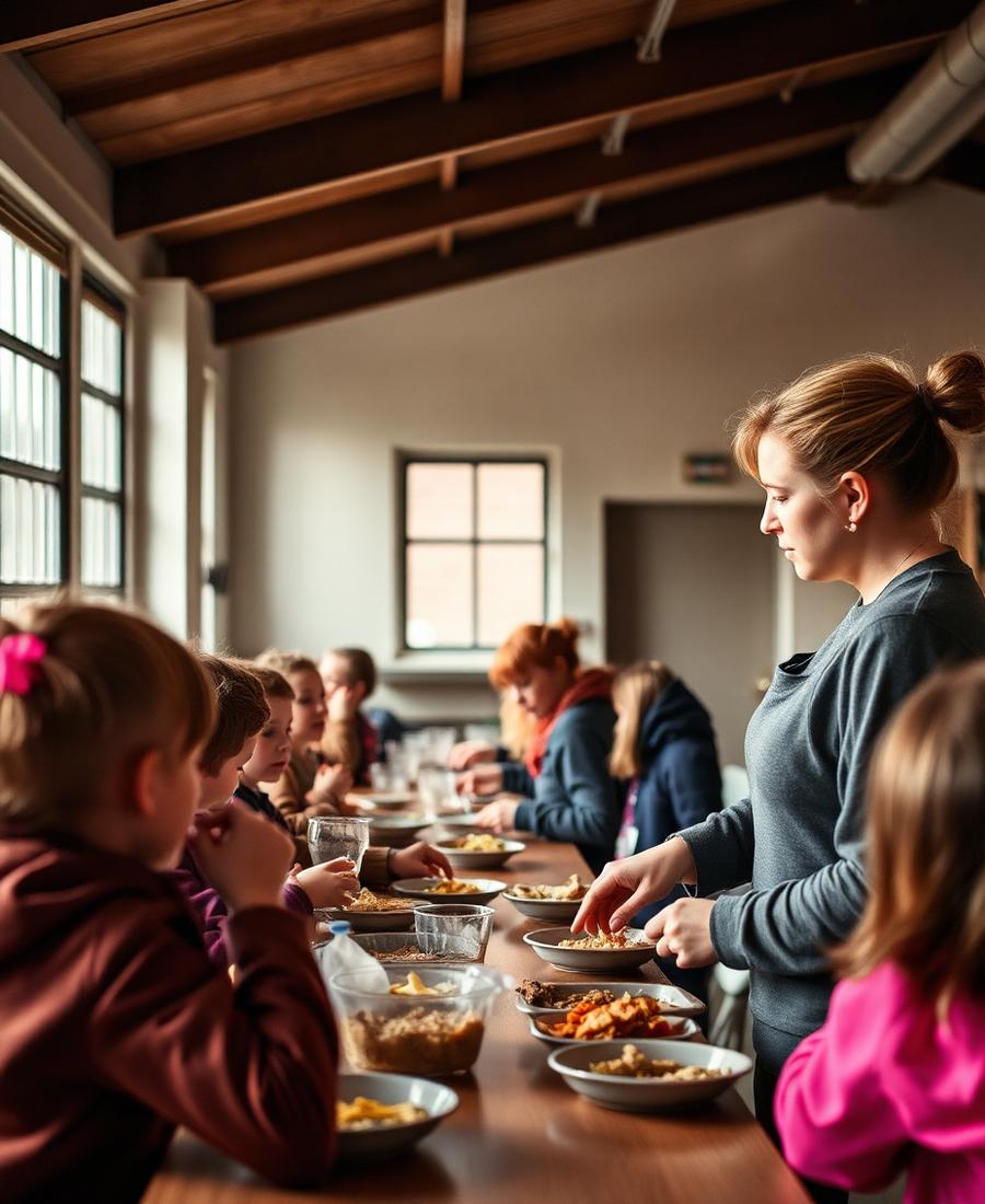 Betreuung beim Mittagessen in der Schulmensa